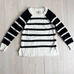 LOFT Black and White Super Soft Striped Sweater size XS women’s